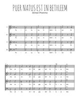 Téléchargez l'arrangement de la partition de Puer natus est in Bethleem en PDF à quatre voix SATB