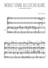 Téléchargez l'arrangement de la partition de Minuit sonne au clocher blanc en PDF pour deux voix égales et piano