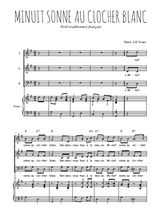 Téléchargez l'arrangement de la partition de Minuit sonne au clocher blanc en PDF pour trois voix mixtes et piano