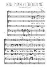Téléchargez la partition de Minuit sonne au clocher blanc en PDF pour 4 voix SATB et piano
