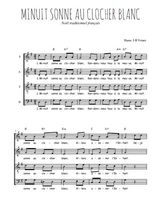 Téléchargez l'arrangement de la partition de Traditionnel-Minuit-sonne-au-clocher-blanc en PDF à quatre voix