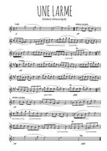 Téléchargez l'arrangement de la partition en Sib de la musique Une larme en PDF