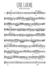 Téléchargez l'arrangement de la partition pour sax en Mib de la musique Une larme en PDF