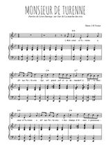 Téléchargez l'arrangement de la partition de Leon-Duringer-Jean-Baptiste-Lully-Monsieur-de-Turenne en PDF pour Chant et piano