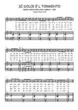 Téléchargez la partition de Si dolce e'l tormento en PDF pour Chant et piano