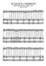 Téléchargez l'arrangement de la partition de Claudio-Monteverdi-Si-dolce-e-l-tormento en PDF pour Chant et piano