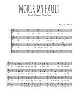 Téléchargez l'arrangement de la partition de Morir my fault en PDF à quatre voix SATB