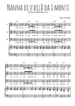 Téléchargez l'arrangement de la partition de Nanna di u dilà da i monti en PDF pour trois voix mixtes et piano
