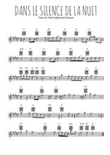 Téléchargez l'arrangement de la partition pour sax en Mib de la musique Dans le silence de la nuit en PDF