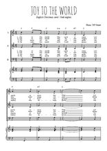 Téléchargez la partition de Joy to the world en PDF pour 3 voix SAB et piano