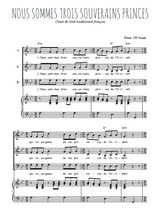 Téléchargez l'arrangement de la partition de Nous sommes trois souverains princes en PDF pour trois voix mixtes et piano