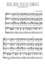 Téléchargez l'arrangement de la partition de Non, non, plus de combats en PDF pour trois voix mixtes et piano