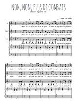 Téléchargez l'arrangement de la partition de Non, non, plus de combats en PDF pour trois voix de femmes et piano