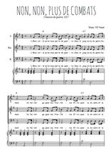 Téléchargez l'arrangement de la partition de Non, non, plus de combats en PDF pour trois voix d'hommes et piano