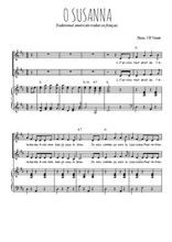 Téléchargez l'arrangement de la partition de Oh Susanna en français en PDF pour deux voix égales et piano