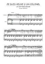 Téléchargez l'arrangement de la partition de Jacques-Offenbach-Je-suis-veuve-d-un-colonel en PDF pour Chant et piano