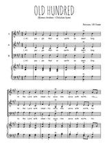 Téléchargez l'arrangement de la partition de Old hundred en PDF pour trois voix mixtes et piano
