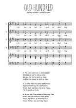 Téléchargez la partition de Old hundred en PDF pour 4 voix SATB et piano