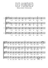 Téléchargez l'arrangement de la partition de hymn-old-hundred en PDF à quatre voix