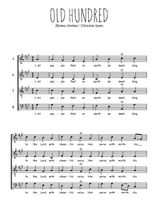 Téléchargez l'arrangement de la partition de Old hundred en PDF à quatre voix SATB