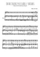 Téléchargez l'arrangement de la partition de Traditionnel-On-ne-craint-plus-dans-l-univers en PDF pour Chant et piano