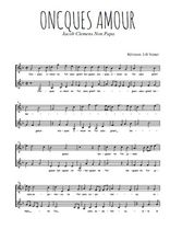 Téléchargez l'arrangement de la partition de Clemens-Non-Papa-Oncques-amour en PDF à deux voix
