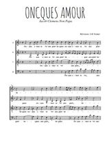 Téléchargez l'arrangement de la partition de Clemens-Non-Papa-Oncques-amour en PDF à quatre voix