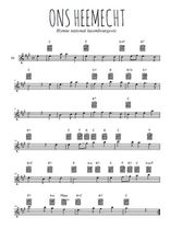 Téléchargez l'arrangement de la partition pour sax en Mib de la musique Ons Heemecht en PDF