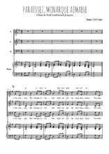 Téléchargez l'arrangement de la partition de Paraissez, monarque aimable en PDF pour trois voix mixtes et piano