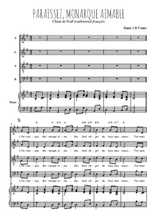 Téléchargez l'arrangement de la partition de Paraissez, monarque aimable en PDF pour 4 voix mixtes et piano