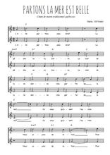 Téléchargez l'arrangement de la partition de chant-de-marin-quebec-partons-la-mer-est-belle en PDF à deux voix