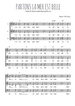 Téléchargez l'arrangement de la partition de chant-de-marin-quebec-partons-la-mer-est-belle en PDF à trois voix