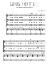 Téléchargez l'arrangement de la partition de Partons la mer est belle en PDF pour trois voix de femmes et piano
