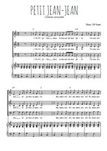 Téléchargez l'arrangement de la partition de Petit Jean-Jean en PDF pour trois voix mixtes et piano