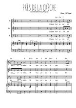 Téléchargez l'arrangement de la partition de Près de la crèche en PDF pour trois voix d'hommes et piano