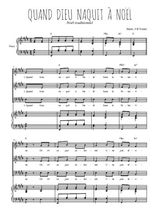Téléchargez la partition de Quand Dieu naquit à Noël en PDF pour 3 voix SAB et piano