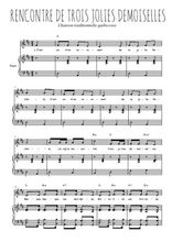 Téléchargez l'arrangement de la partition de Traditionnel-Rencontre-de-trois-jolies-demoiselles en PDF pour Chant et piano