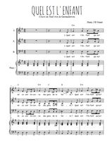Téléchargez l'arrangement de la partition de Quel est l'enfant en PDF pour trois voix mixtes et piano