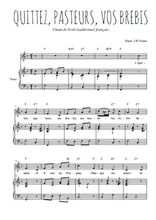 Téléchargez l'arrangement de la partition de Traditionnel-Quittez-pasteurs-vos-brebis en PDF pour Chant et piano