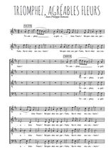 Téléchargez l'arrangement de la partition de Jean-Philippe-Rameau-Triomphez-agreables-fleurs en PDF à quatre voix