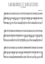 Téléchargez la partition de Sarabande en PDF pour Mélodie et piano