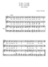 Téléchargez l'arrangement de la partition de Das Grab en PDF pour deux voix égales et piano