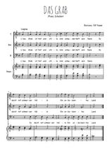Téléchargez l'arrangement de la partition de Das Grab en PDF pour trois voix d'hommes et piano