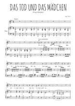 Téléchargez l'arrangement de la partition de schubert-das-tod-und-das-madchen en PDF pour Chant et piano