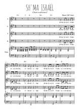 Téléchargez l'arrangement de la partition de Sh'ma Israël en PDF pour 4 voix mixtes et piano