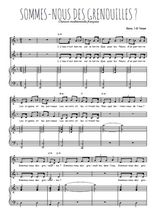 Téléchargez l'arrangement de la partition de Sommes-nous des grenouilles en PDF pour deux voix égales et piano