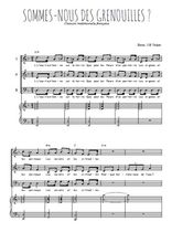 Téléchargez l'arrangement de la partition de Sommes-nous des grenouilles en PDF pour trois voix mixtes et piano