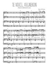 Téléchargez l'arrangement de la partition de Te voici, vigneron en PDF pour deux voix égales et piano