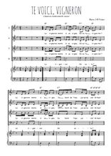 Téléchargez l'arrangement de la partition de Te voici, vigneron en PDF pour 4 voix mixtes et piano
