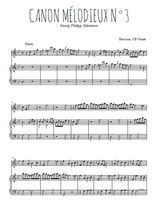 Téléchargez l'arrangement de la partition de telemann-canon-melodieux-3 en PDF pour Mélodie et piano